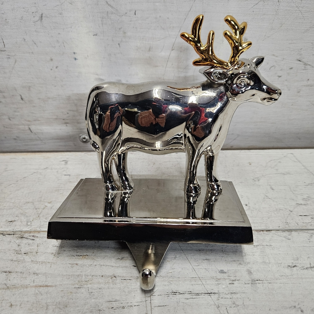 Metal Deer Christmas Stocking Holder Hook Holiday Mantle Decor